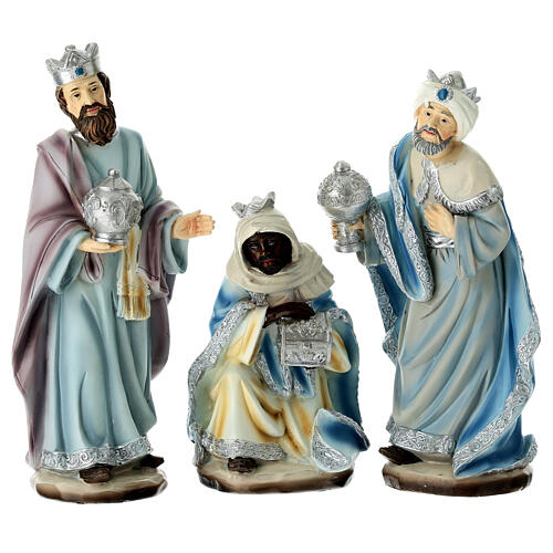 Resin Nativity Scene of 11 figurines with Wise Men and angel of 20 cm 3
