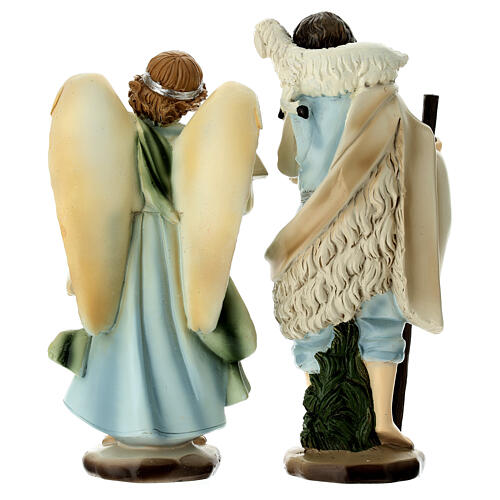 Kit crèche 11 pcs résine Nativité Rois Mages et ange 20 cm 6