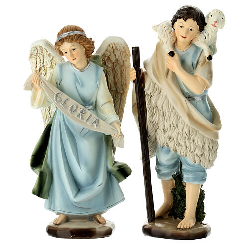 Conjunto 11 peças presépio resina Natividade Reis Magos anjo 20 cm 4