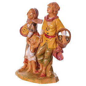 Estatua pastores con niños con linterna Fontanini belén 12 cm