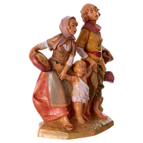 Estatua pastores con niños con linterna Fontanini belén 12 cm 3