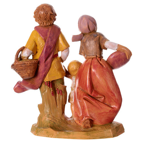 Estatua pastores con niños con linterna Fontanini belén 12 cm 4