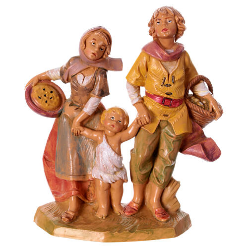 Figurka pasterzy trzymających dziecko za rękę, Fontanini szopka 12 cm 1