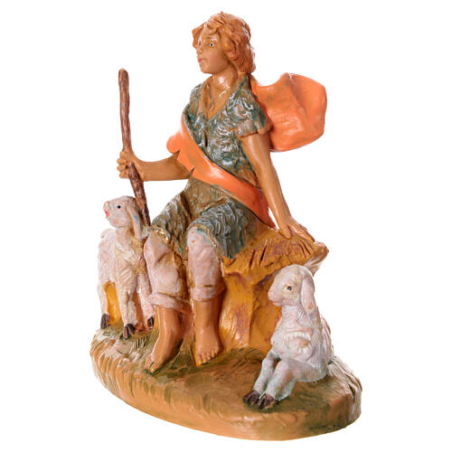 Hirtenjunge mit zwei Schafen, Krippenfigur, PVC, Fontanini, 12 cm 2