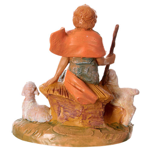 Pasterz z dwoma owcami, szopka Fontanini 12 cm, PVC 4