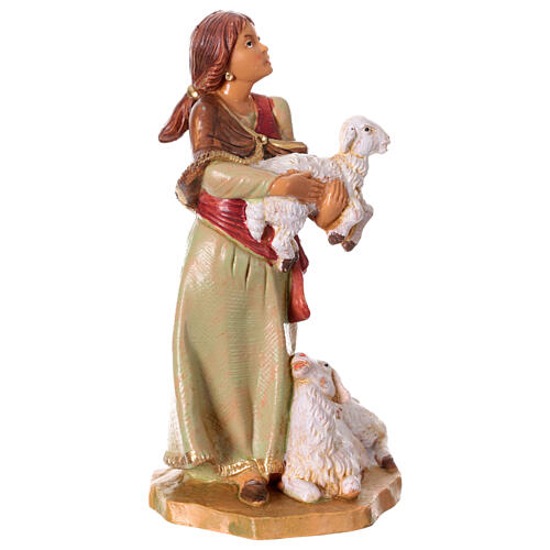 Pastora con dos ovejas Fontanini estatua pvc belén 12 cm 3