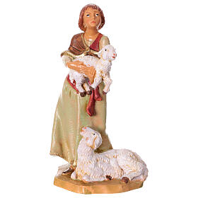 Pastorinha com duas ovelhas figura Fontanini presépio 12 cm PVC