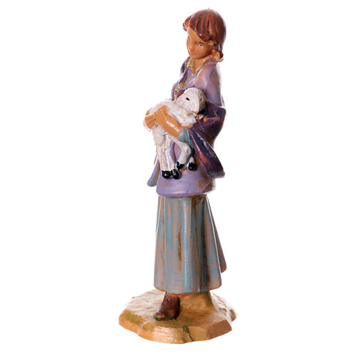 Mädchen mit Lämmchen in den Armen, Krippenfigur, PVC, Fontanini, 9,5 cm 2