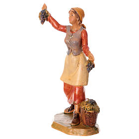 Mädchen, das Weintrauben pflückt, Krippenfigur, PVC, Fontanini, 9,5 cm