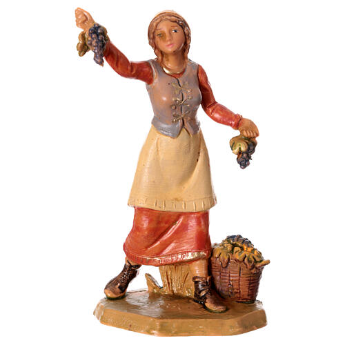 Estatueta rapariga colhendo uvas presépio Fontanini 9,5 cm PVC 1