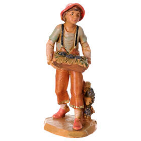 Figurka chłopca z koszem winogron, Fontanini, do szopki 9,5 cm, PVC