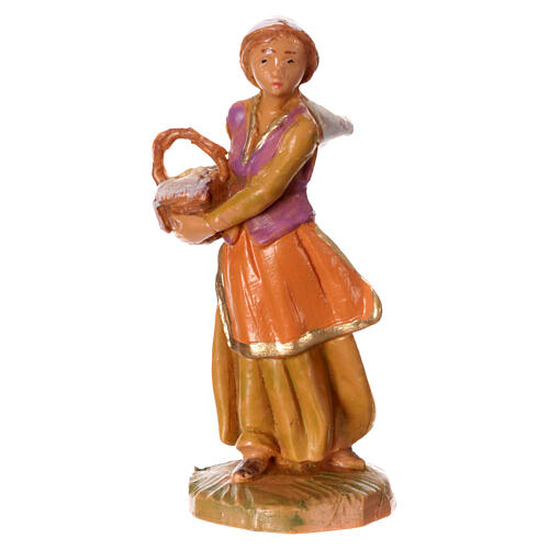 Mujer con cesta con ropa Fontanini pvc belén 6,5 cm 1
