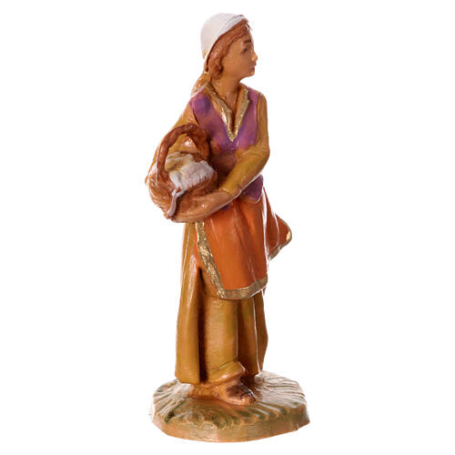 Estatueta mulher com cesta de roupa presépio Fontanini 6,5 cm PVC 2