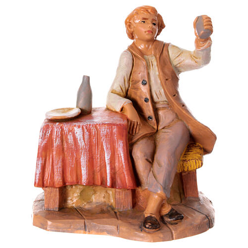 Cliente con mesa estatua pvc belén Fontanini 12 cm 1