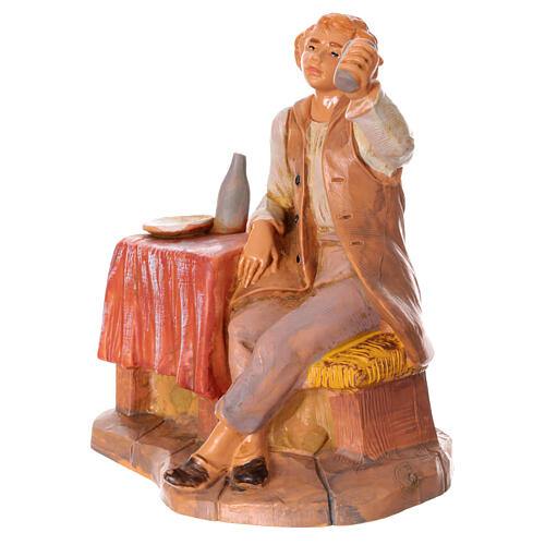 Cliente con mesa estatua pvc belén Fontanini 12 cm 2