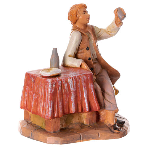 Cliente con mesa estatua pvc belén Fontanini 12 cm 3