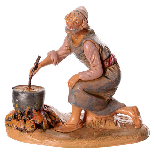 Pasterz gotujący, figurka Fontanini do szopki 12 cm, PVC, z garnkiem 1