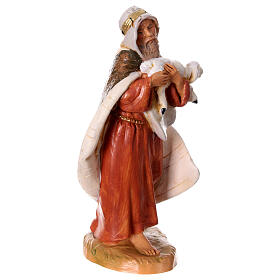 Älterer Hirte, ein Schaf in den Armen tragend, Krippenfigur, PVC, Fontanini, 19 cm