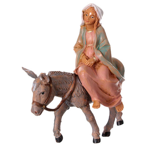Maria em busca de alojamento com burro peça presépio de Páscoa Fontanini 12 cm 2