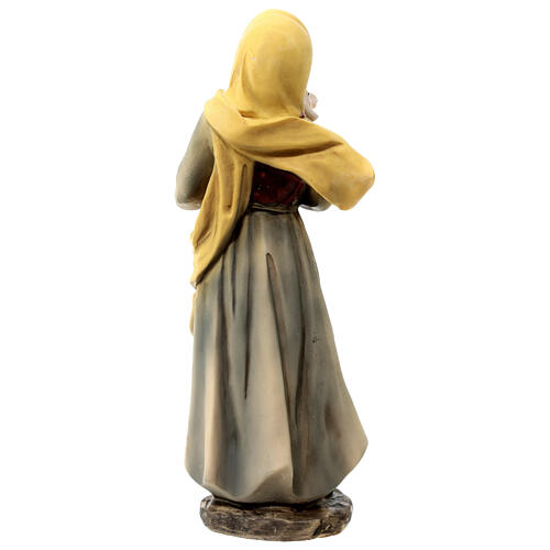 Pastorella agnello in braccio presepe 15 cm resina 4
