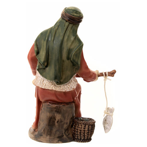 Fisherman statue with fish nativity scene 11 cm painted resin 4