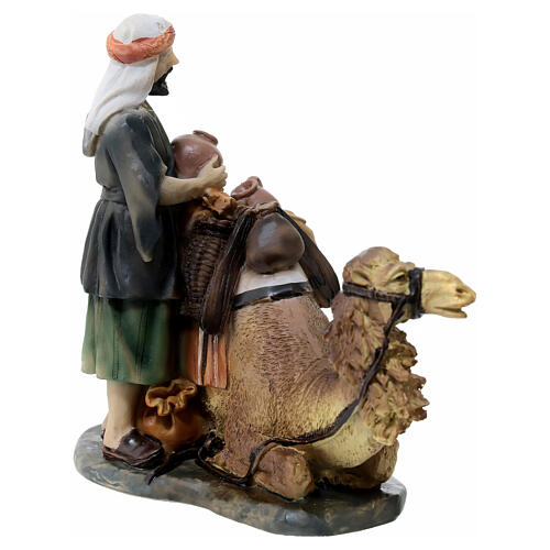 Wielbłąd i beduin żywica malowana, szopka 11 cm 3