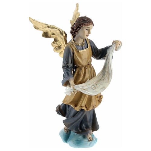 Angelo gloria presepe 11 cm resina dipinta 2