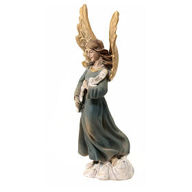 Estatua ángel gloria belén 8 cm alas doradas resina