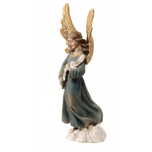 Figurka Anioł Gloria, szopka 8 cm, złote skrzydła, żywica 2