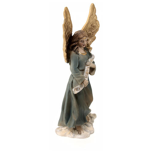Figurka Anioł Gloria, szopka 8 cm, złote skrzydła, żywica 3