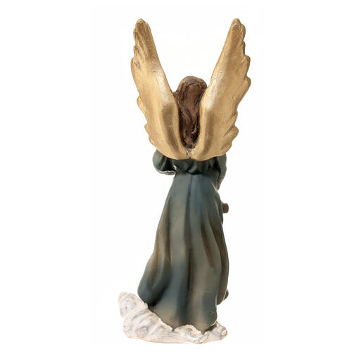 Figurka Anioł Gloria, szopka 8 cm, złote skrzydła, żywica 4