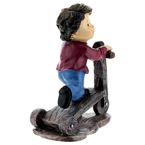 Child on a kick scooter for 9 cm resin baby Nativity Scene 4