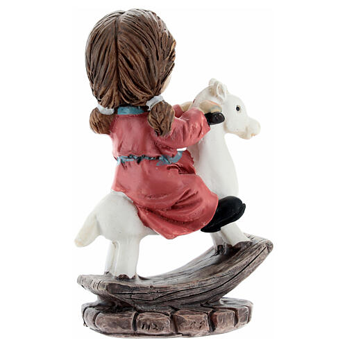 Girl on a rocking horse for 9 cm resin baby Nativity Scene 3