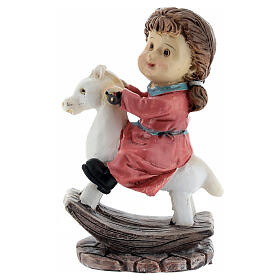 Little girl rocking horse baby nativity scene 9 cm resin