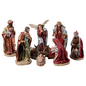 Complete resin Nativity Scene of 30 cm, hand-painted, set of 9