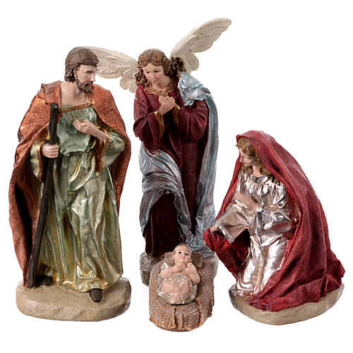 Complete resin Nativity Scene of 30 cm, hand-painted, set of 9 3