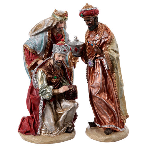 Complete resin Nativity Scene of 30 cm, hand-painted, set of 9 5