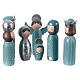 Presepe stilizzato set 7 soggetti 16 cm resina ceruleo argentato s1