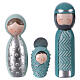 Presepe stilizzato set 7 soggetti 16 cm resina ceruleo argentato s2