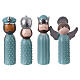 Presepe stilizzato set 7 soggetti 16 cm resina ceruleo argentato s3