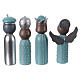 Presepe stilizzato set 7 soggetti 16 cm resina ceruleo argentato s4