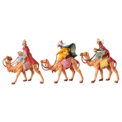 Set tres Reyes Magos en caballo belén 4 cm Fontanini 1