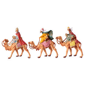Set trois Rois Mages à chameau crèche 4 cm Fontanini