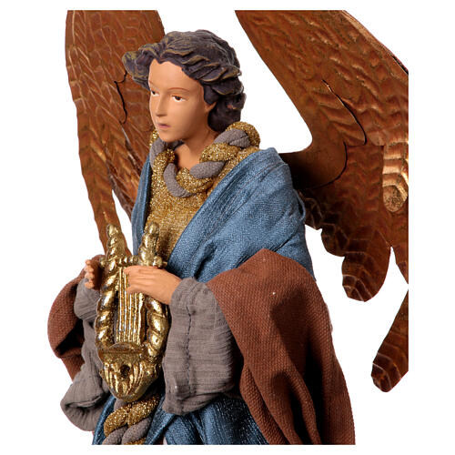 Angel with lyre, Winter Elegance, resin and fabric, h 45 cm 4
