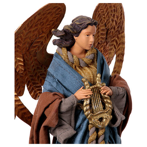 Angel with lyre, Winter Elegance, resin and fabric, h 45 cm 6