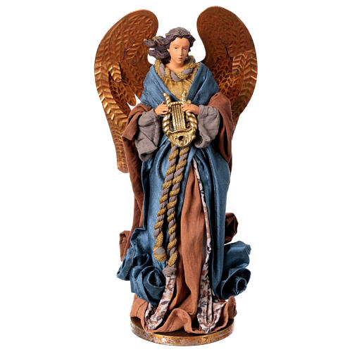 Anioł z lirą, tkanina, żywica, Winter Elegance, wys. 45 cm 1