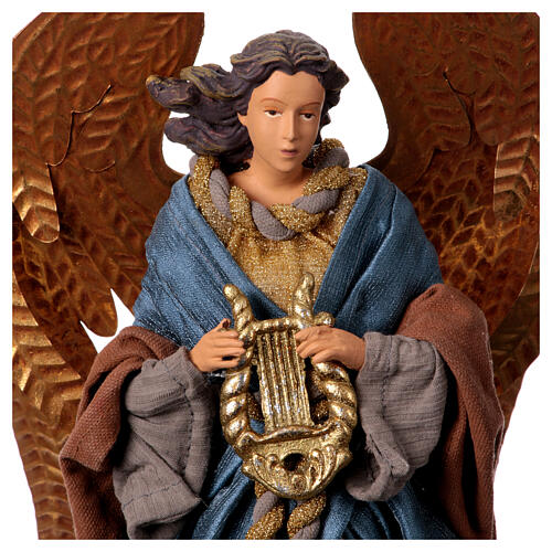Anioł z lirą, tkanina, żywica, Winter Elegance, wys. 45 cm 2