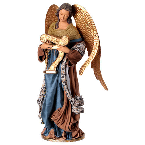 Angel with harp, Winter Elegance, resin and fabric, h 60 cm 3
