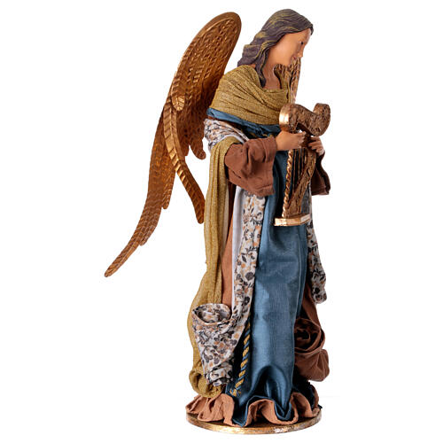 Angel with harp, Winter Elegance, resin and fabric, h 60 cm 5