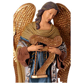 Anioł Winter Elegance z harfą, żywica, tkanina, wys. 60 cm